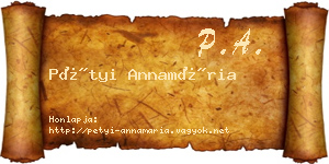 Pétyi Annamária névjegykártya
